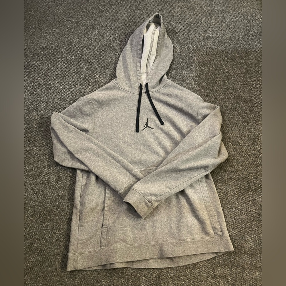 Jordan Heather Gray Hoodie with Black Jumpman